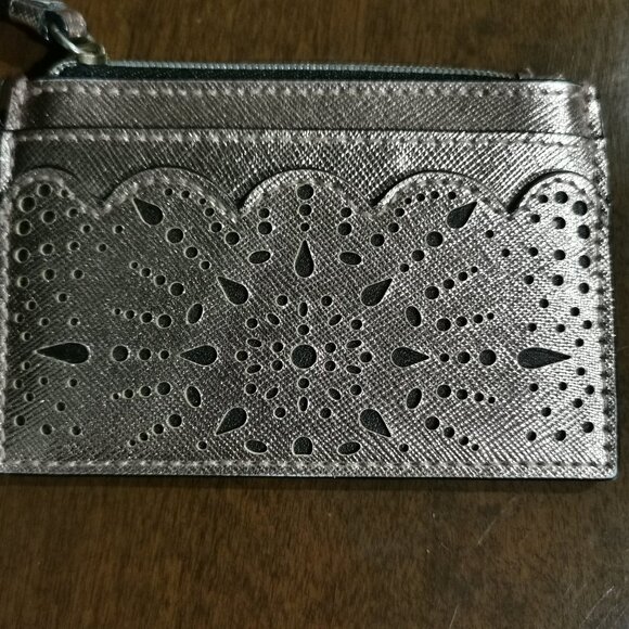 4 1/4" x 3" Metallic Laser Cut Rose Gold Card Holder / Coin Purse EUC #219 - Picture 2 of 8